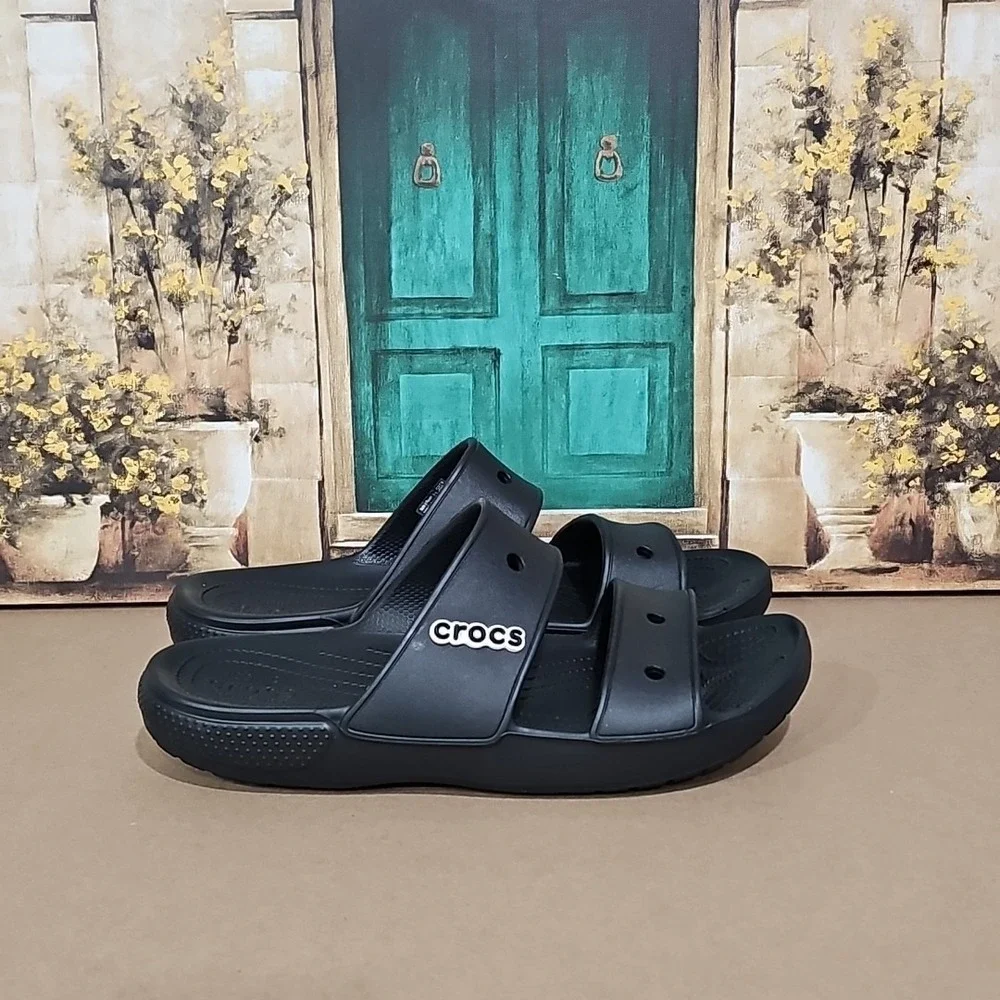 Crocs‎ Mens Size 13 Clogs Straps Black Slip On Beach Outdooor Rubber